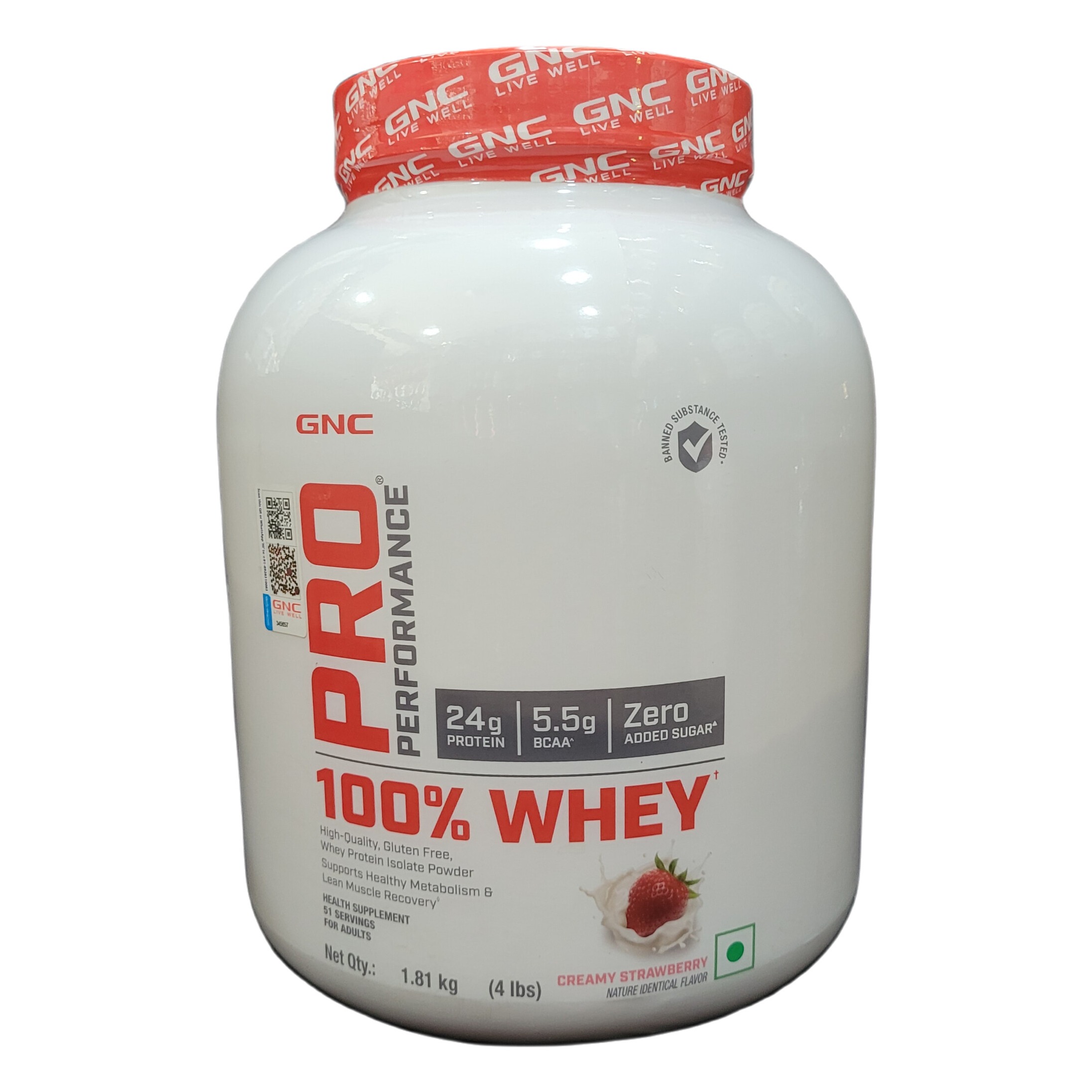 GNC Pro Proformance 100% Whey Protein 4lbs Creamy Strawberry Flavour