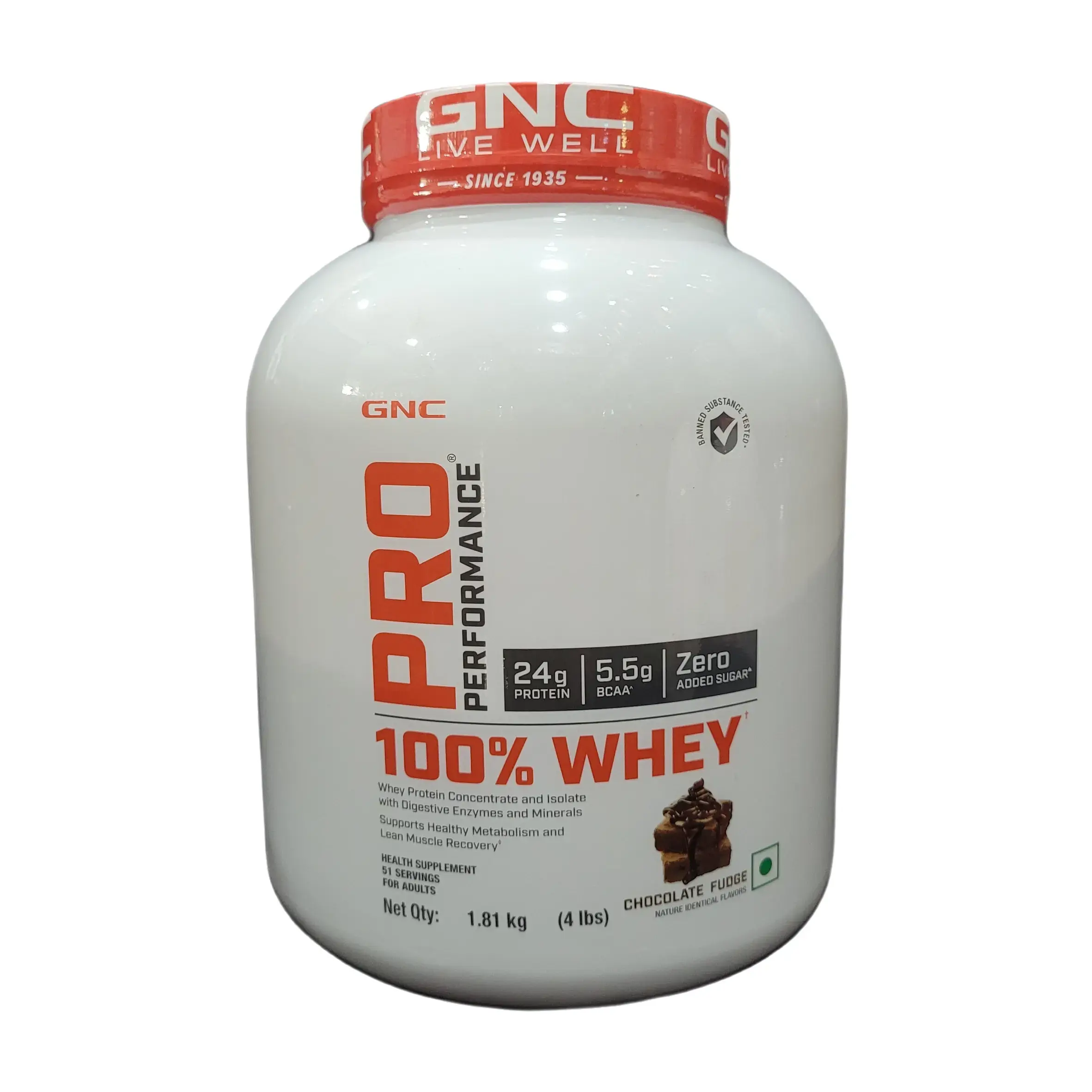 GNC Pro Performance 100% Whey Protein 1.81kg Chocolate Fodge