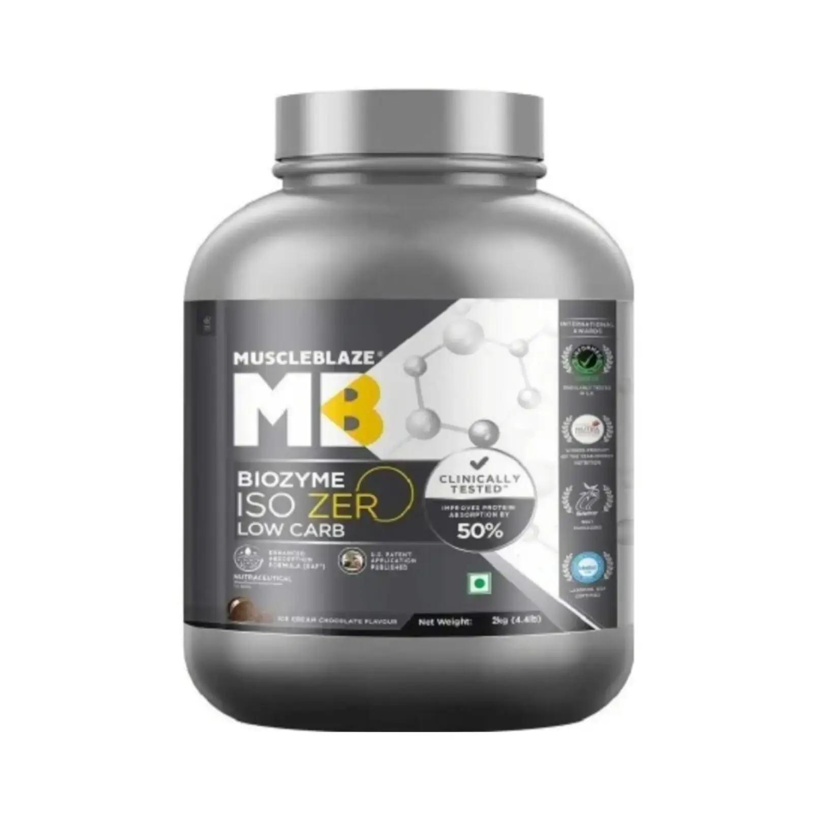 MUSCLEBLAZE - MB Biozyme Iso Zero Low Carb Ice Cream Chocolate Flavour 2Kg (4.4lb)